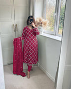 Aarohi Fox Georgette Handwork Suit Set