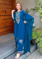 Rida French Crepe Embroidered Farshi Set