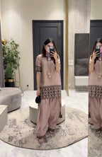 Meher Threadwork Crepe Silk Farshi Set
