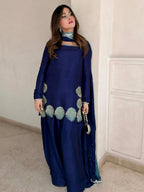 Ruhani Diamond Work Crepe Silk Farshi Set